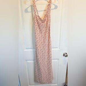 Abercrombie & Fitch Cream Slip Dress with Red Rose Print